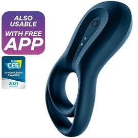 Additional view 2 of Satisfyer Epic Duo App - Vibrating Performance Ring, Blue