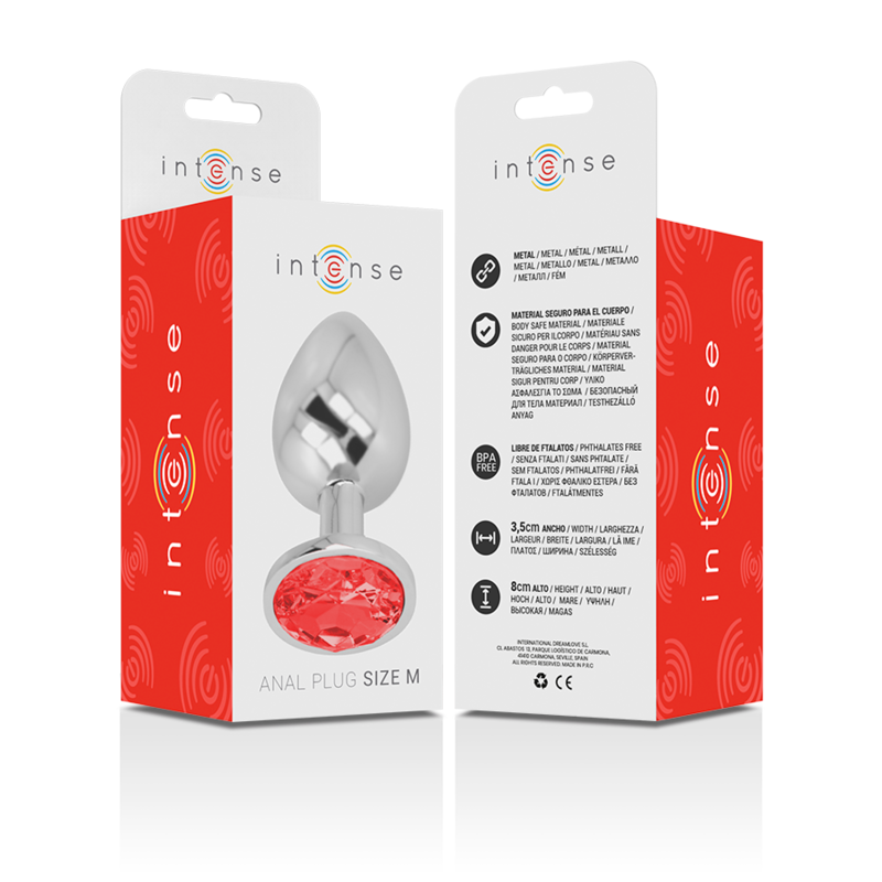Additional view 2 of Intense Red Crystal - Aluminum Anal Plug, Size M