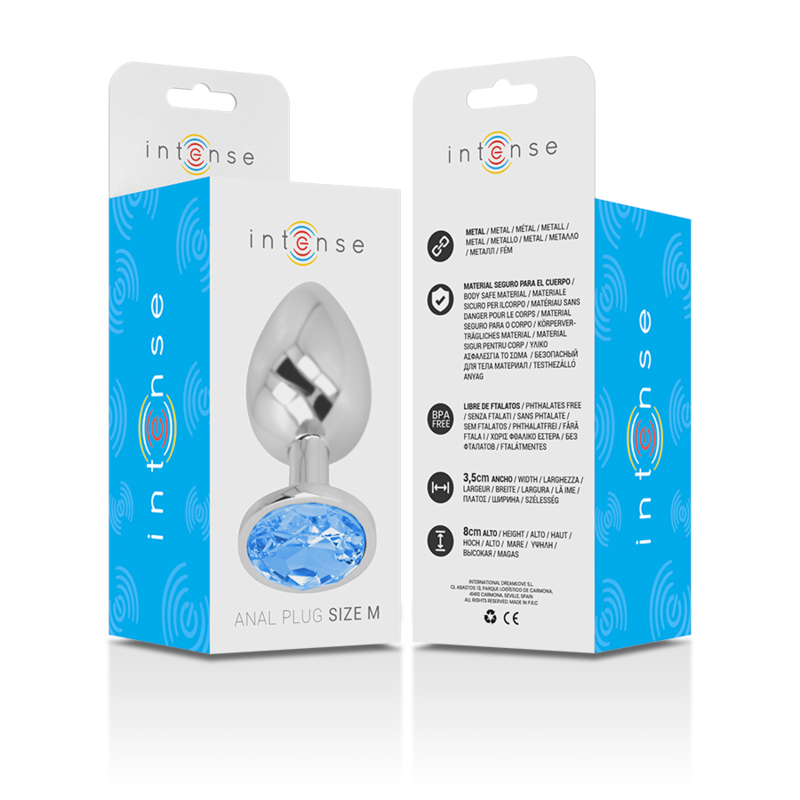 Additional view 2 of Intense Blue Crystal - Aluminum Anal Plug, Size M