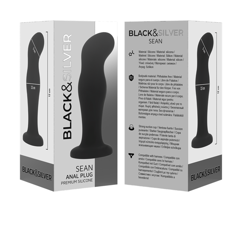 Black&Silver Sean - Silicone Anal Plug, Black Main image
