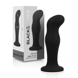 Additional view 2 of Black&Silver Sean - Silicone Anal Plug, Black