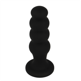 Additional view 4 of Black&Silver Scott - Silicone Anal Plug, Black