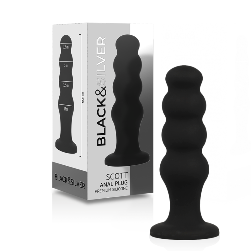 Black&Silver Scott - Silicone Anal Plug, Black Secondary image