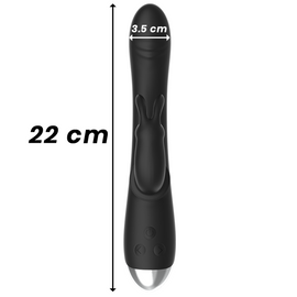 Additional view 9 of Black&Silver Adam - Rechargeable Rabbit Vibrator, Black