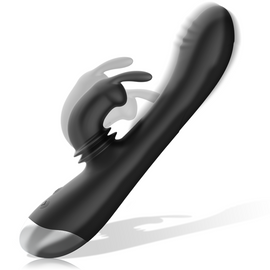 Additional view 5 of Black&Silver Adam - Rechargeable Rabbit Vibrator, Black