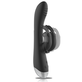 Additional view 4 of Black&Silver Adam - Rechargeable Rabbit Vibrator, Black
