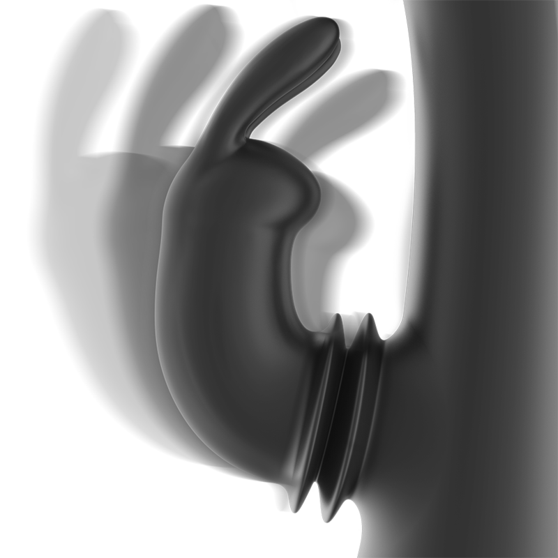 Additional view 6 of Black&Silver Adam - Rechargeable Rabbit Vibrator, Black