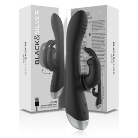 Additional view 2 of Black&Silver Adam - Rechargeable Rabbit Vibrator, Black