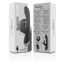 Additional view 3 of Black&Silver Adam - Rechargeable Rabbit Vibrator, Black