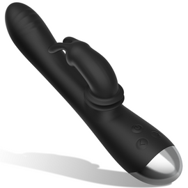 Additional view 8 of Black&Silver Adam - Rechargeable Rabbit Vibrator, Black