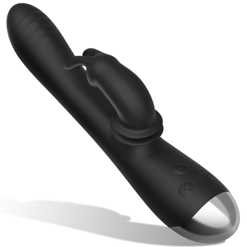 Additional view 8 of Black&Silver Adam - Rechargeable Rabbit Vibrator, Black
