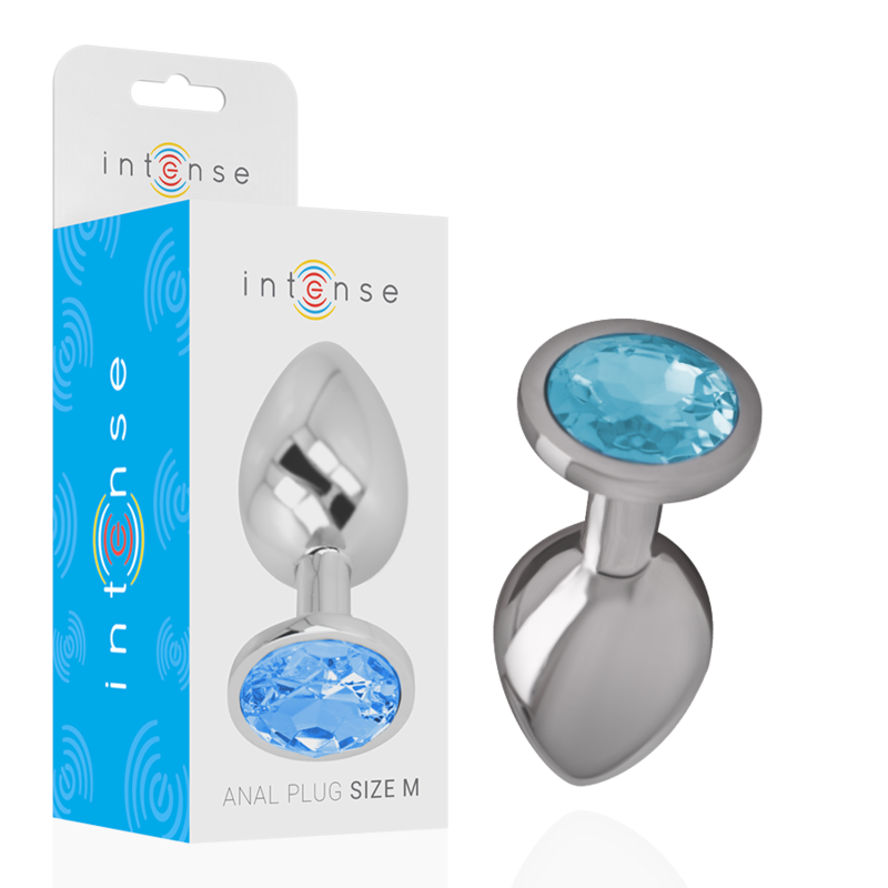 Intense Blue Crystal - Aluminum Anal Plug, Size M