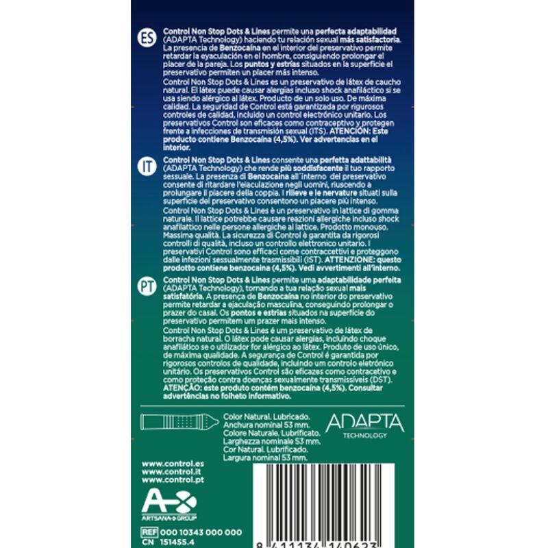 Additional view 2 of Control Nonstop Dots & Lines Delay - Condoms, 12 Pack