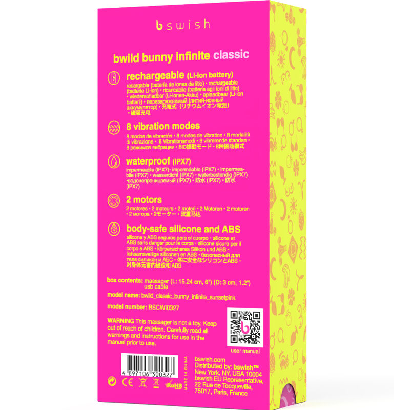 Additional view 3 of B Swish Bwild Bunny Infinite Classic - Rabbit Vibrator, Pink