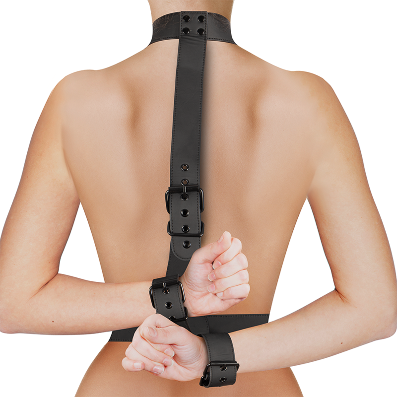 Additional view 2 of Fetish Submissive Bondage - Collar & Wrist Cuffs Restraint Set