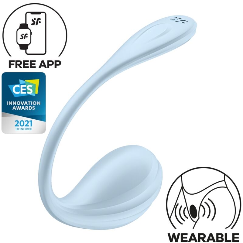 Additional view 2 of Satisfyer Smooth Petal - App-Controlled G-Spot Vibrator, Sky Blue