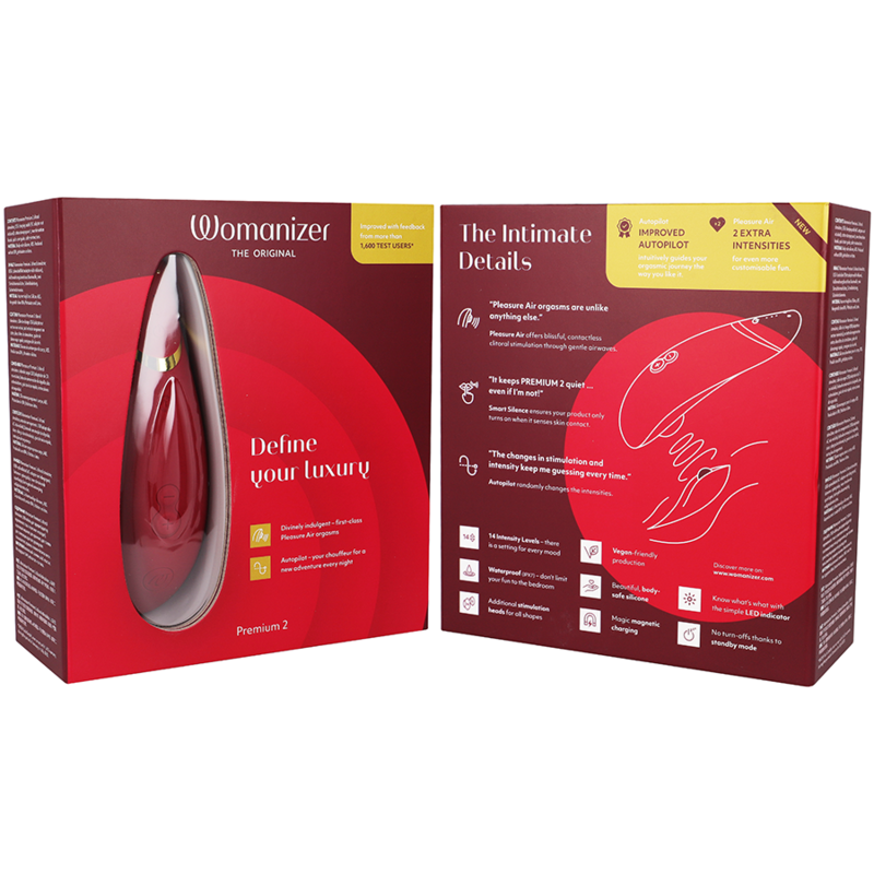 Additional view 2 of Womanizer Premium 2 - Clitoral Stimulator, Bordeaux