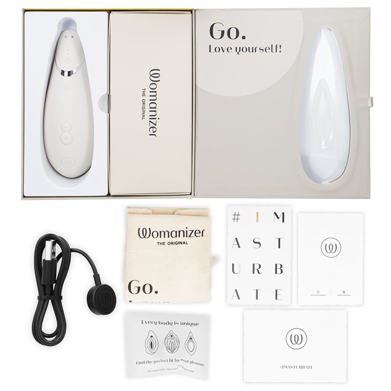 Additional view 3 of Womanizer Premium 2 - Clitoral Stimulator, Warm Gray