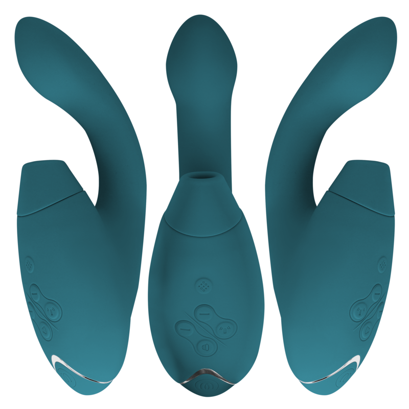 Additional view 4 of Womanizer Duo 2 - Dual-Stimulation Rabbit Vibrator, Blue Petrol