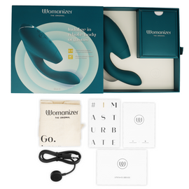 Additional view 3 of Womanizer Duo 2 - Dual-Stimulation Rabbit Vibrator, Blue Petrol