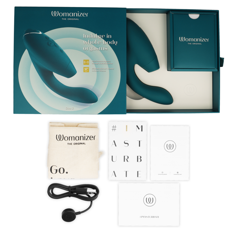 Additional view 3 of Womanizer Duo 2 - Dual-Stimulation Rabbit Vibrator, Blue Petrol