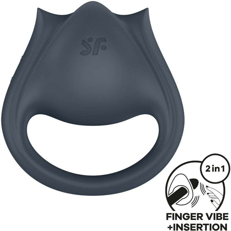 Additional view 2 of Satisfyer Perfect Pair 2 - 2-in-1 Vibrating Ring, Grey