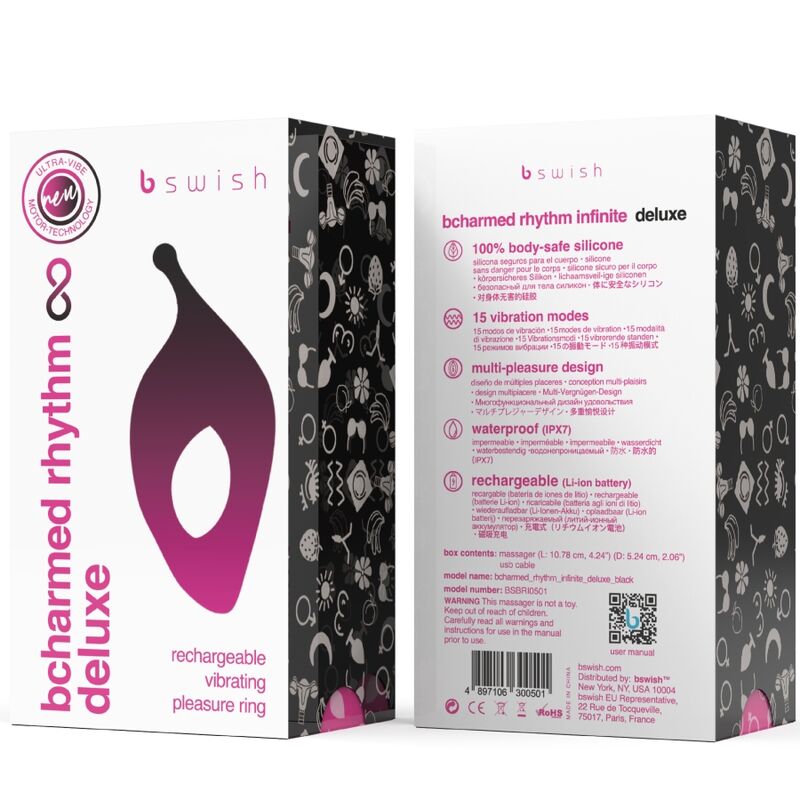B Swish Bcharmed Rhythm Infinite Deluxe - Vibrating Ring, Black Secondary image