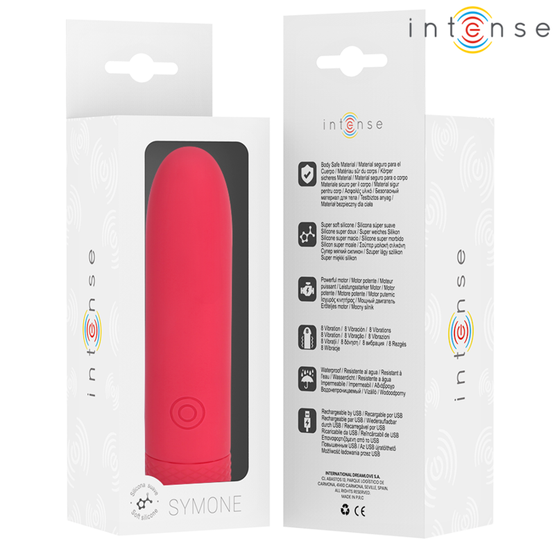 Intense Symone - USB Vibratore a proiettile ricaricabile, rosso Immagine secondaria del prodotto