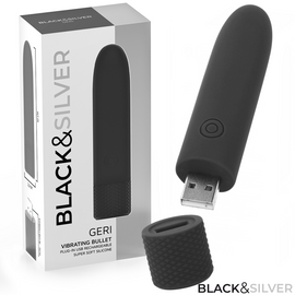 Black&Silver Geri - USB Rechargeable Bullet Vibrator, Black
