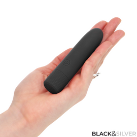 Additional view 6 of Black&Silver Geri - USB Rechargeable Bullet Vibrator, Black