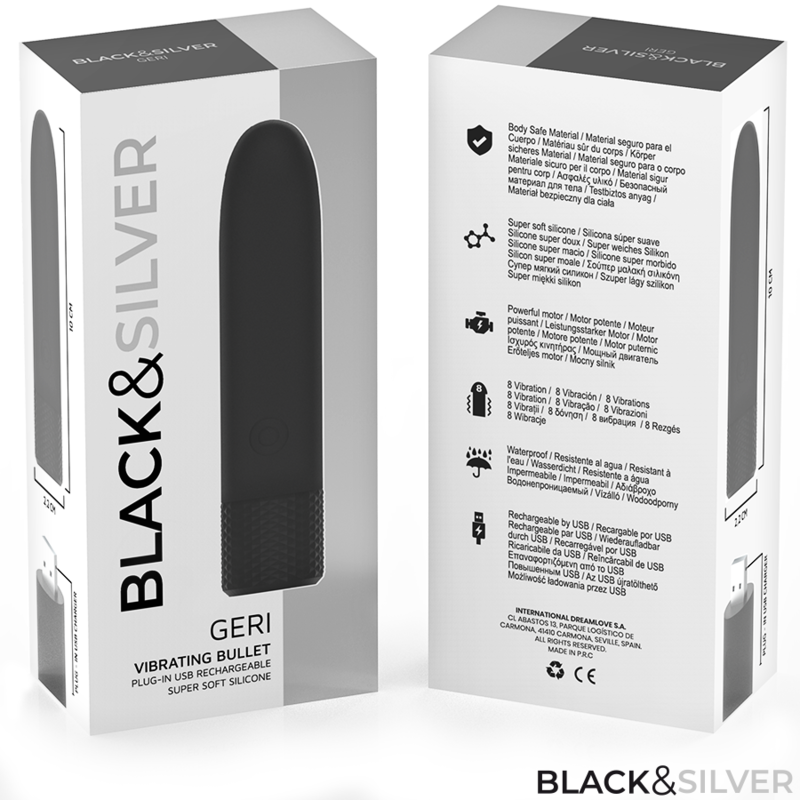Black&Silver Geri - USB Rechargeable Bullet Vibrator, Black Secondary image