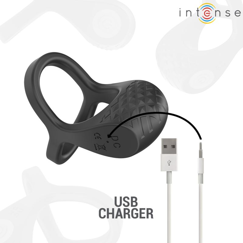Additional view 4 of Intense Alex - Double Vibrating Performance Ring, Black