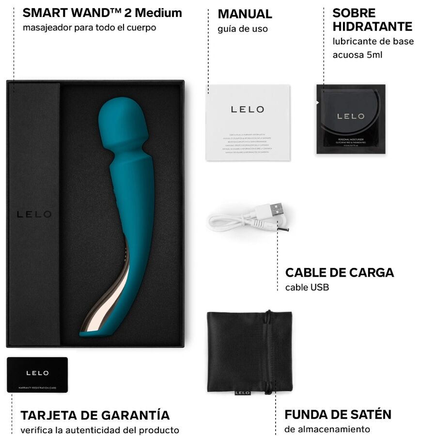 LELO Smart Wand 2 Medium - Wand Massager, Ocean Blue Secondary image