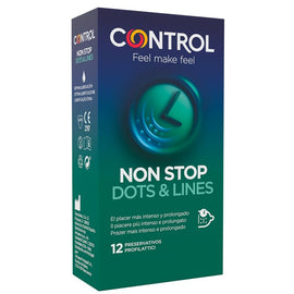 Control Nonstop Dots & Lines Delay - Condoms, 12 Pack