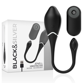 Additional view 2 of Black&Silver Jenell - Rechargeable Vibrating Egg, Black