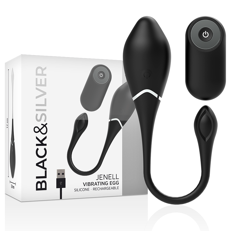 Additional view 2 of Black&Silver Jenell - Rechargeable Vibrating Egg, Black